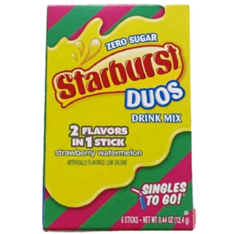 Starburst Duos Singles To Go Strawberry Watermelon Six Pack 12 - Pacific Candy Wholesale