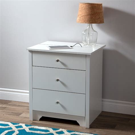 White Nightstand with Charging Station and Drawers - Vito | RC Willey ...