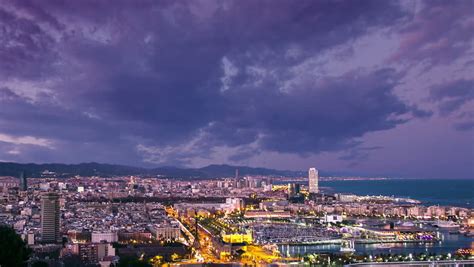 barcelona skyline cityscape timelapse day night Stock Footage Video (100% Royalty-free) 20448115 ...