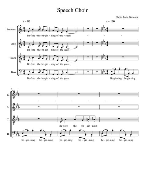 Speech Choir Sheet music for Soprano, Alto, Tenor, Bass voice (Choral ...