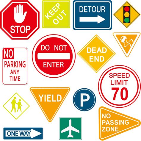 Buy 15 Pieces Road Signs Wall Decal Traffic Sign Stickers Street Signs Decals Stop Street ...