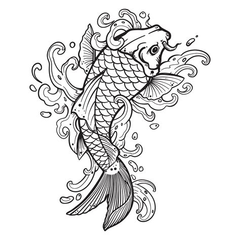 Black tattoo koi fish on white background 21016962 Vector Art at Vecteezy