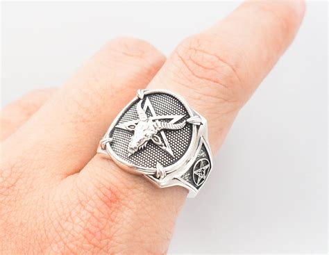 Baphomet Ring Sigil of Baphomet Inverted Pentagram 925 - Etsy