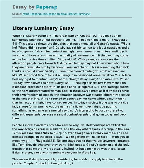 Literary Luminary Essay Example