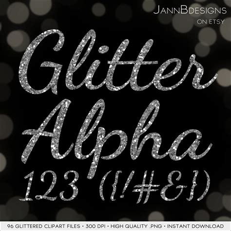 Silver Glitter Alphabet Clipart Instant Download | Etsy