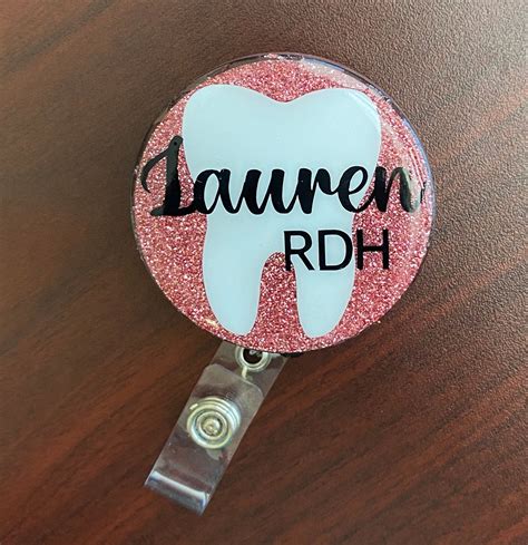 Custom Glitter Dental Name Tag | Etsy