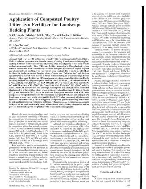 (PDF) Application of Composted Poultry Litter as a Fertilizer for Landscape Bedding Plants