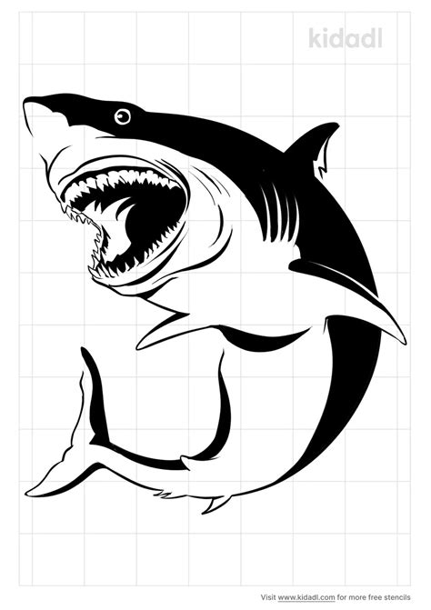 Free Realistic Shark Stencil | Stencil Printables | Kidadl