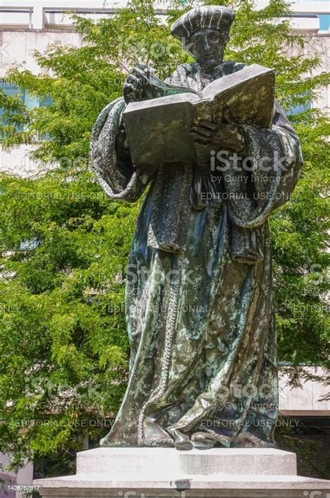 Closeup Of Erasmus Statue Rotterdam Netherlands Stock Photo - Download Image Now - Architecture ...