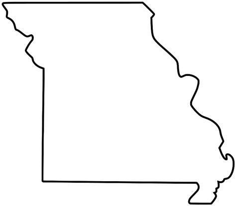 Missouri Map - Outline, Printable State, Shape, Stencil, Pattern - Outline, Printable State ...