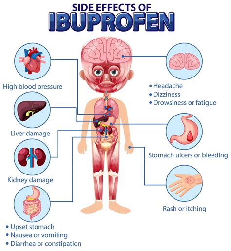 Premium Vector | Human anatomy diagram cartoon style of ibuprofen side effects