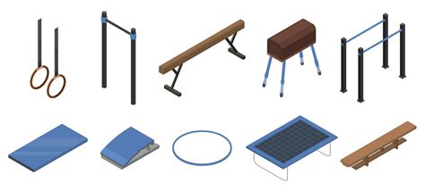 Gymnastics equipment icons set, isometric style 8882562 Vector Art at Vecteezy