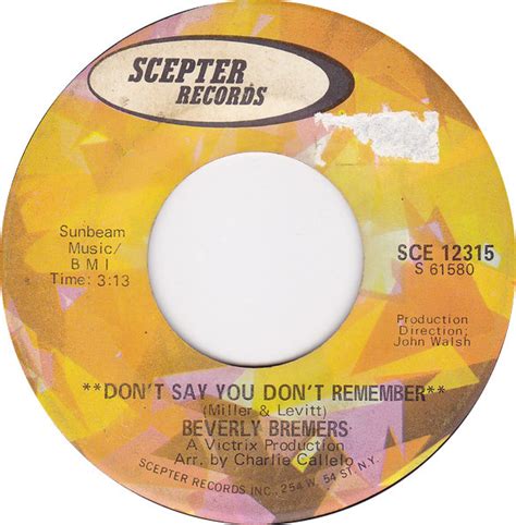 Beverly Bremers - Don't Say You Don't Remember (1971, Vinyl) | Discogs