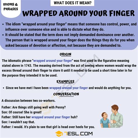 "Wrapped around Your Finger" Meaning, Origin and Examples • 7ESL