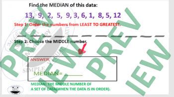 Measure of Center: Find the MODE and MEDIAN: Worksheets with visuals and steps