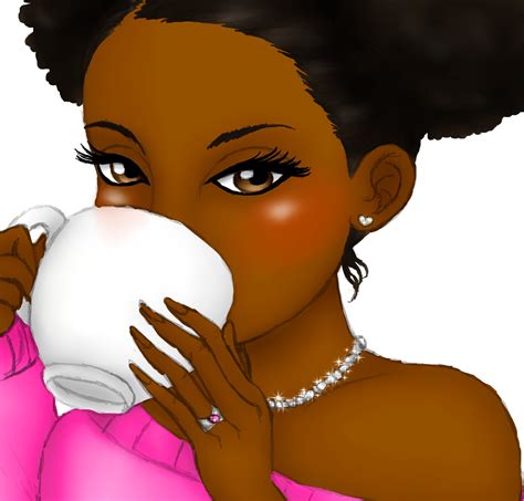 Tea Sipping Girls Black Women Clipart Natural Hair Girls PNG (479222 ...