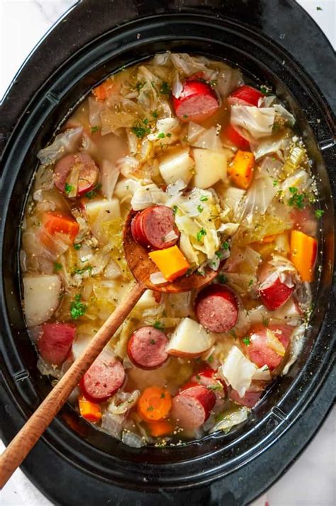 Slow Cooker Kielbasa Cabbage Stew - Aberdeen's Kitchen