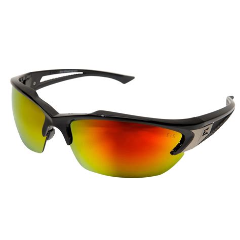 Edge Khor Safety Sunglasses - Black/Aqua Precision Red Mirror (Non-Polarized) - concord garden