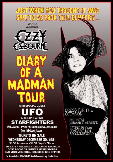 Ozzy Osbourne / Randy Rhoads Diary Of A Madman Tour concert flyer ...