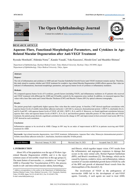 (PDF) Aqueous Flare, Functional-Morphological Parameters, and Cytokines in Age-Related Macular ...