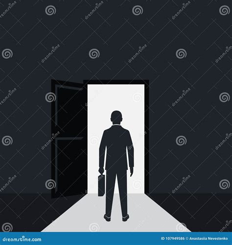 Businessman Silhouette Walking To Opened Door Stock Vector ...