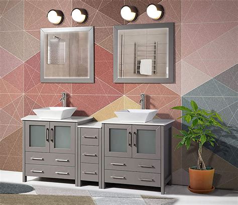 Vanity Art Ravenna 72 inch Bathroom Vanity in Grey with Double Basin ...