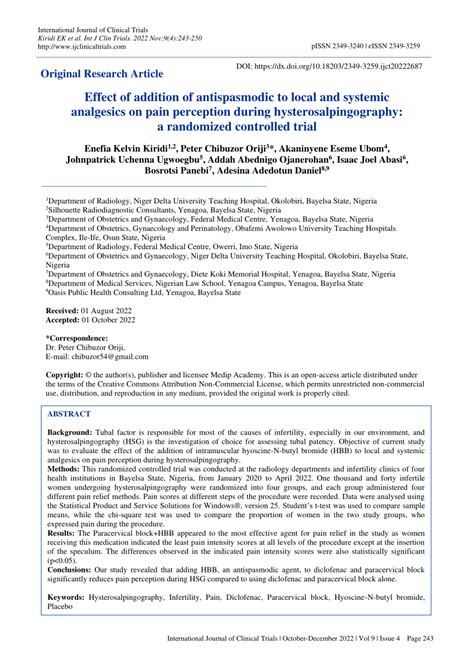 (PDF) Effect of addition of antispasmodic to local and systemic analgesics on pain perception ...