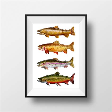 Fly Fishing Art Trout Print Digital Download Watercolor - Etsy UK