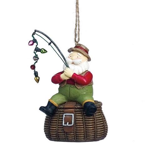 Santa Fishing and Sitting on Fishing Creel Ornament 953570 by Midwest ...