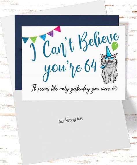 Funny 64th Birthday Card for Her Sarcastic Birthday Card for - Etsy