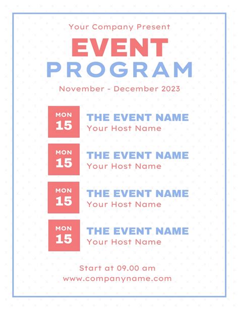 White Simple Texture Event Program Schedule Template - Venngage