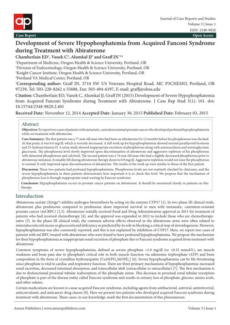 (PDF) Development of Severe Hypophosphatemia from Acquired Fanconi Syndrome during Treatment ...