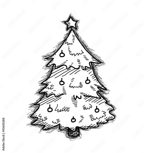 Christmas Tree Doodle, a hand drawn vector doodle illustration of a ...