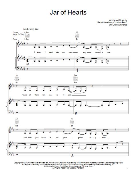 Jar Of Hearts | Sheet Music Direct