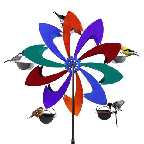 Exhart Colorful Pinwheel Spinning Metal Bird Feeder-11096-RS - The Home ...