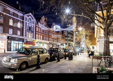 Christmas in The Kings Road at Night London UK Stock Photo - Alamy