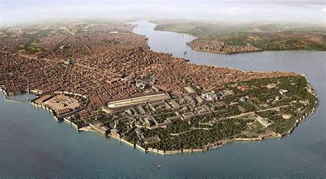 A faithful reconstruction of Constantinople, capital of the Eastern Roman Empire (1200 AD ...