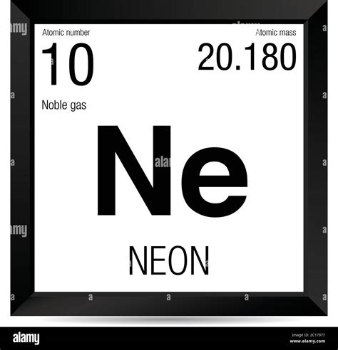 Neon symbol. Element number 10 of the Periodic Table of the Elements ...