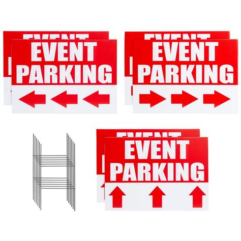 Buy 6 Pack Outdoor Event Parking Signs with Arrows, 12 x 17 Inch Double Sided Corrugated Plastic ...