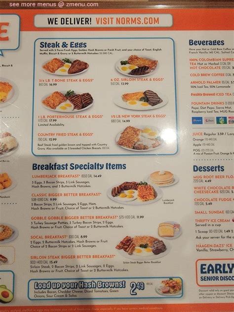 Online Menu of NORMS Restaurant Restaurant, Rialto, California, 92376 - Zmenu