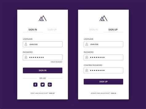 Sign In / Sign Up Screen | Login page design, App design layout ...