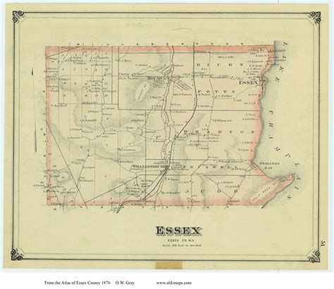 Essex, New York 1876 - Old Town Map Reprint - Essex Co. Atlas - OLD MAPS