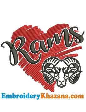 Ram High School Mascot Spirit Embroidery Design | Instant Download