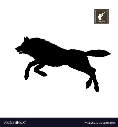 Black silhouette running wolf Royalty Free Vector Image