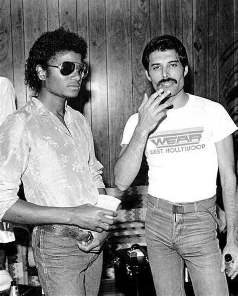 Michael Jackson and Freddie Mercury backstage at The Los Angeles Forum, 1980 ~ vintage everyday