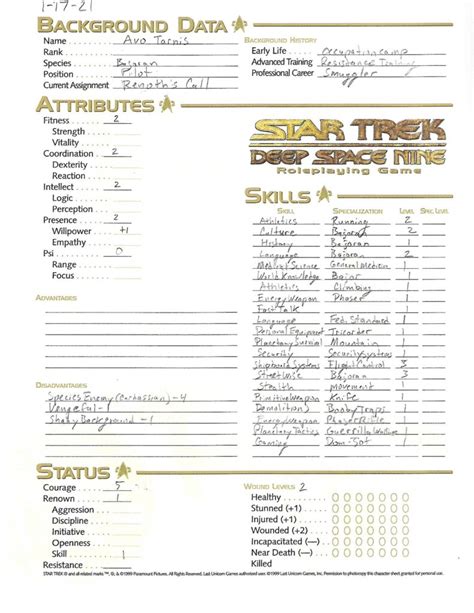 Character Creation Challenge Day 17: Star Trek Roleplaying Game ...