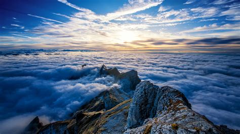 clouds, Saentis Mountain, Switzerland, Alps Wallpapers HD / Desktop and Mobile Backgrounds