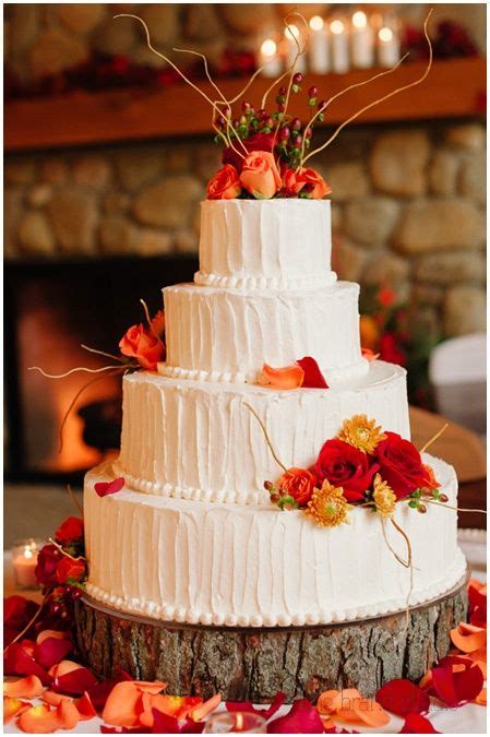 Gallery: fall wedding cake ideas-white buttercream and red orange ...