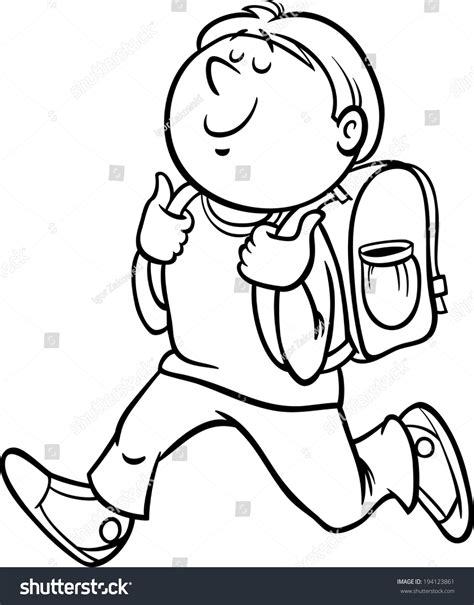 Black White Cartoon Illustration Primary School Stock-illustration 194123861 | Shutterstock