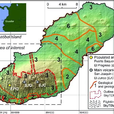 Geographical settings of San Cristóbal Island. Shaded relief map from... | Download Scientific ...